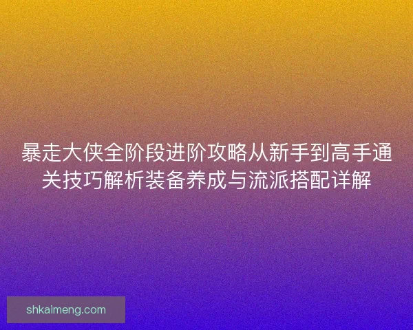 暴走大侠全阶段进阶攻略从新手到高手通关技巧解析装备养成与流派搭配详解