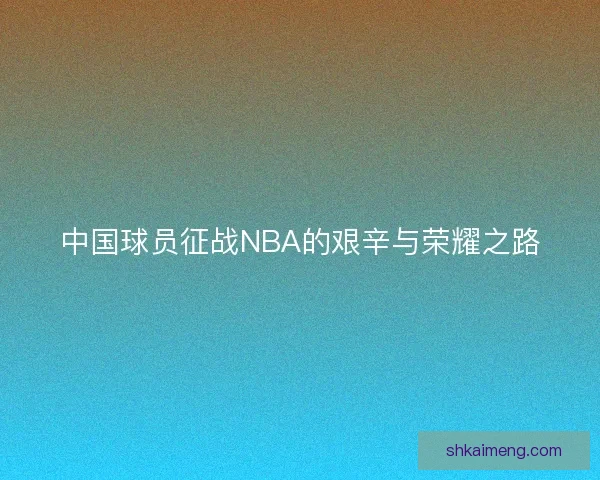 中国球员征战NBA的艰辛与荣耀之路